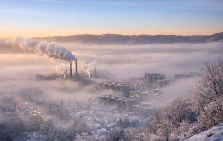 Inversione termica formatasi sopra la città.